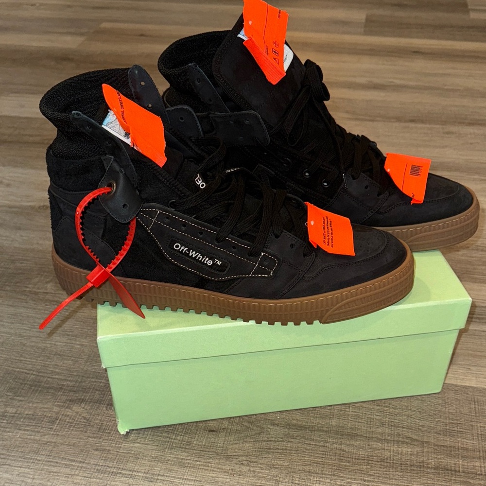 Off-White Black High-Tops with Orange Tags